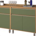 Ver imagem 4 de Armario Cozinha Completa Agata Ripado Com Balcão Freijó/Verde