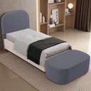 Ver imagem 5 de Cabeceira Cama Box 100cm Lanna com Puff Recamier Doha W01 Suede Cinza - Lyam Decor