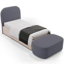 Ver imagem 1 de Cabeceira Cama Box 100cm Lanna com Puff Recamier Doha W01 Suede Cinza - Lyam Decor