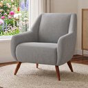 Ver imagem 4 de Kit 02 Poltronas Decorativa Fixa Pés de Madeira Paloma D02 Linho Cinza Escuro C-416 - Lyam Decor