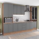 Ver imagem 3 de Armário de Cozinha Completa com Balcão Milla Spring Carraro Nogal com Cinza Titânio