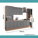 Ver imagem 2 de Armário de Cozinha Completa com Balcão Milla Spring Carraro Nogal com Cinza Titânio
