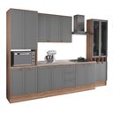 Ver imagem 1 de Armário de Cozinha Completa com Balcão Milla Spring Carraro Nogal com Cinza Titânio