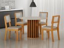 Ver imagem 1 de Sala de Jantar Mdf Redonda 4 Lugares Florença - Arbo Design - Cinamomo Off White Linho Bege
