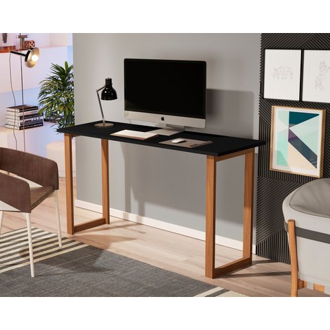 Mesa de Estudo Office 1.20cm - Pés em Madeira Maciça C/ Pintura Anti Umidade - Tampo 15mm C/ Fita de