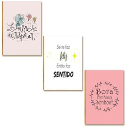 Kit 03 Placas Mdf Bora Viver Nossos Sonhos Decoração Dc9 - 1