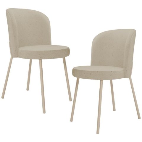Kit 02 Cadeiras para Sala de Jantar Cozinha Estofada Gavi Arena L02 Linho Bege Escuro - Lyam Decor