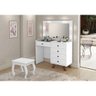 Penteadeira Premium Camarim com Banqueta Espelho e Luzes Led Luna Branco - Cor: Branco - 1