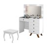 Penteadeira Premium Camarim com Banqueta Espelho e Luzes Led Luna Branco - Cor: Branco - 2