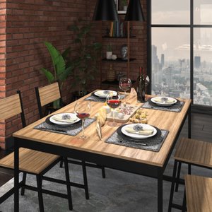 Mesa de Jantar Retangular 4 Lugares Madeira Moderna Industrial 120x90cm