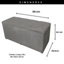 Ver imagem 2 de Bau Solteiro Suede Pé de Cama Guarda Volumes Assento - Cinza