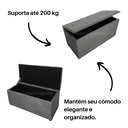 Ver imagem 3 de Bau Solteiro Suede Pé de Cama Guarda Volumes Assento - Cinza