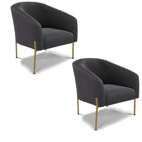 Cadeira Sala de Jantar Pé Ferro Dourado Kit 2 Stella Bouclê D03 - D'Rossi