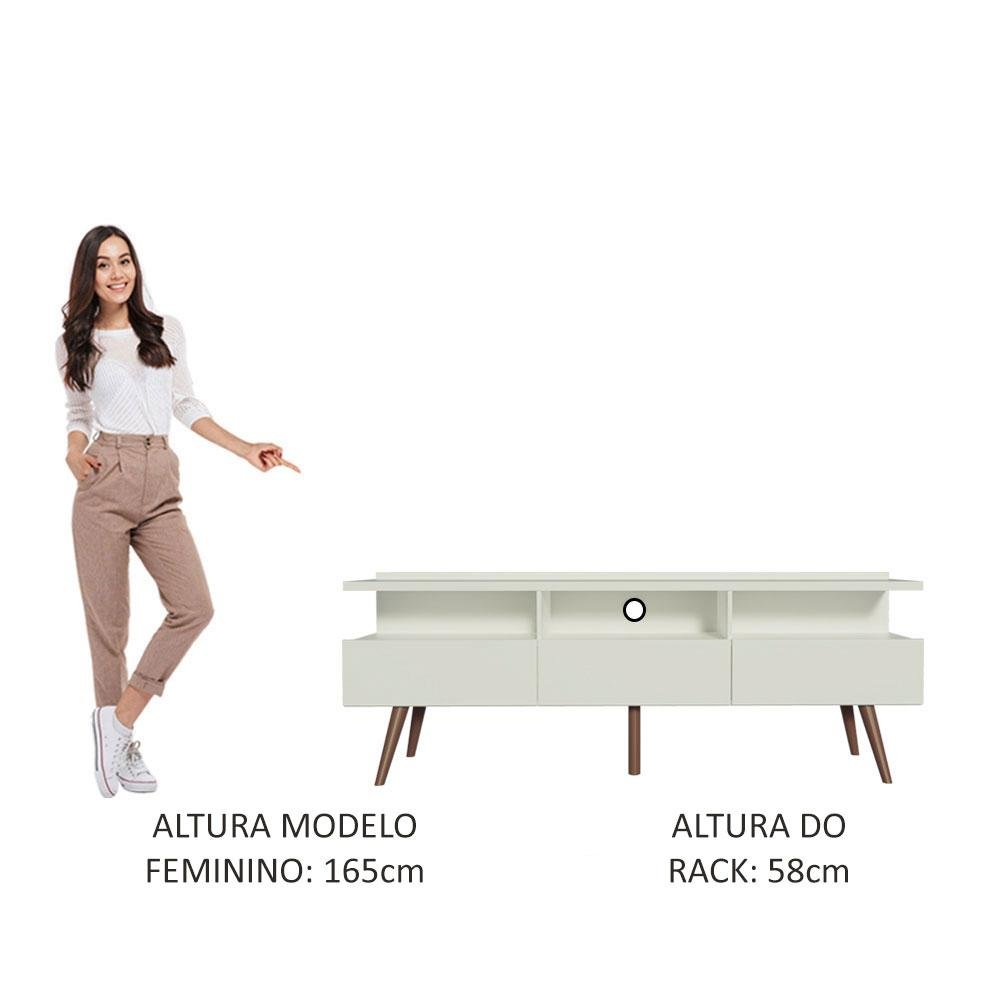 Rack para Tv até 65 Polegadas Madesa Madri com Pés de Madeira - Branco - 7