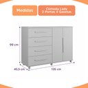 Ver imagem 3 de Cômoda 4 Gavetas com Portas e Rodízios Duna Lady