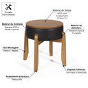 Ver imagem 2 de Puff Estofado Vira Mesa Redondo New Liz em Madeira Preto - Straub Web