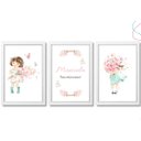 Ver imagem 1 de 3 Quadros Decorativos infantil Menina Aquarela Flores:Branca