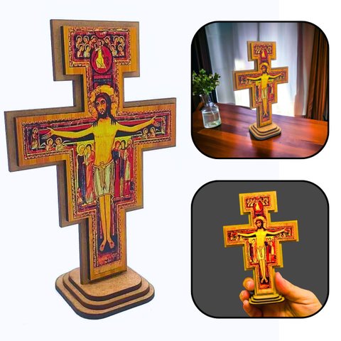 Crucifixo Cruz São Damião São Francisco de Mesa 15 Cm Fornecedor 15 0345