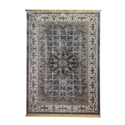 Tapete Persa Royal Cinza 200x300cm Fio Acetinado - Decoração para Quarto e Sala