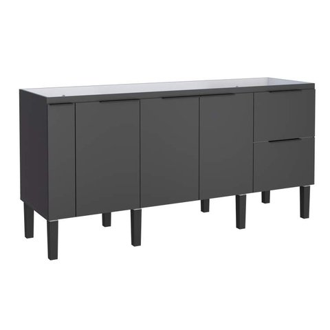Gabinete de Cozinha Preto em Madeira 174cm Cisne Cozimax