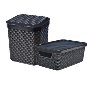 Cesto de Lixo Banheiro 5l Rattan + Organizador Jutta 2l