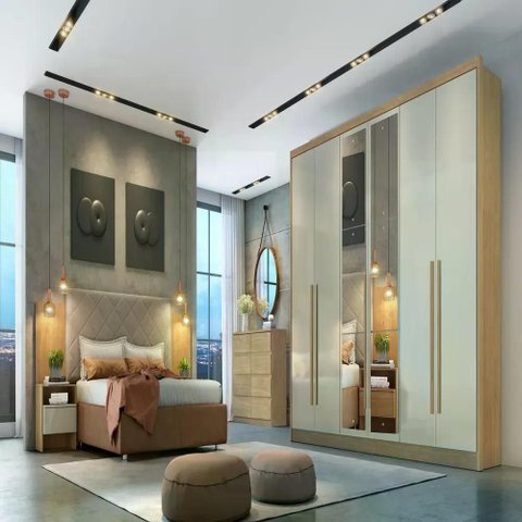 Guarda Roupa Robust 6 Portas 6 Gavetas 1 Espelho Cor:cumaru Fendi