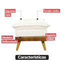 Ver imagem 6 de Puff Banqueta Almofadado Kit 2 Londres Apoio para Pés Corino e Linho Bege Base de Madeira - Arkell