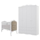 Ver imagem 1 de Jogo de Quarto Infantil Guarda Roupa Encanto e Berço Harmonia Branco com Capitonê - Permóbili