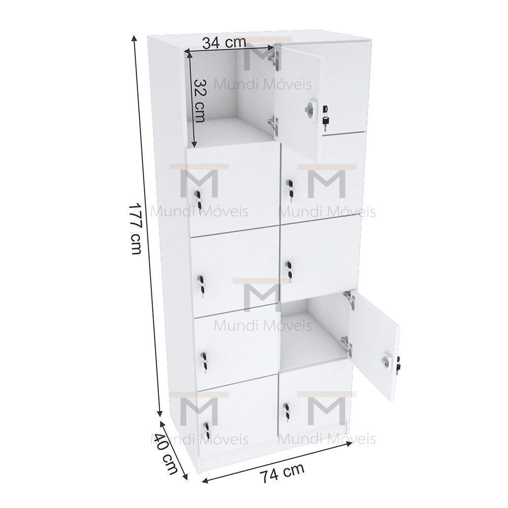 ARMÁRIO ESCANINHO 10 PORTAS CHAVE M274.B ORGANIZADOR MUNDI MOVEIS - 3