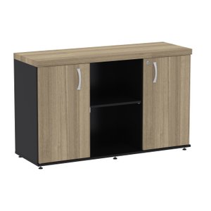 Armario Credenza com 2 Portas Pe 40 Pandin Noce Naturalle e Preto