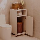 Ver imagem 1 de Armario Organizador Cesto de Roupas para Banheiro com Rodinha Multiuso Branco