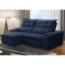 Ver imagem 2 de Sofá Retrátil 3 Lugares com Porta Copo 210cm Malta F05 Veludo Azul - Mpozenato