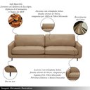Ver imagem 3 de Sofá Decorativo Isaac 3 Lugares Sala de Estar 240cm Pés em Aço Couro Nude G88 - Gran Belo
