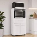 Ver imagem 1 de Balcão Multiuso de Cozinha Luna com Nicho para Microondas e Forno 1 Gaveta e 2 Portas - Branco