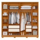 Ver imagem 2 de Guarda Roupa Casal Deville Ripado 6 Portas Cinamomo-off White com Espelho - Móveis Albatroz