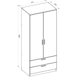 Guarda Roupa Solteiro 2 Portas 2 Gaveta 1 Cabideiro Brixton Caemmun - 4 Guarda Roupa Solteiro 2 Portas 2 Gaveta 1 Cabideiro Brixton Caemmun - 4
