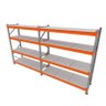 Expositor 2 mini porta pallet 250 kg 180x200x60 (CxLxP) cinza com laranja bandejas mdf branco - 1