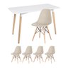 Kit - Mesa Retangular Eames 80 X 120 Cm Branco + 4 Cadeiras Eiffel Dsw Nude - 1