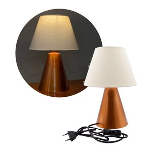 Abajur Luminária Cone Cobre de Mesa com Cúpula Bege - Bivolt e Alumínio