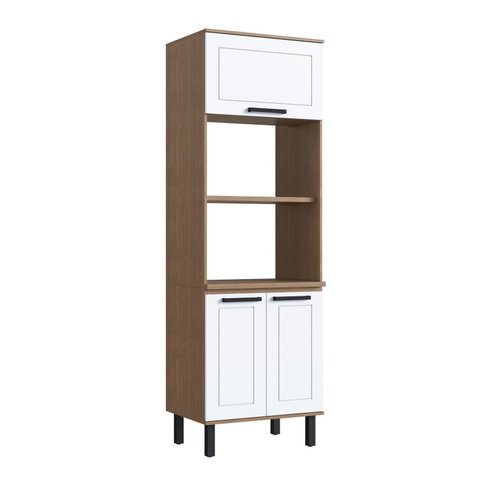 Paneleiro Forno 3 Portas 217cm x 70cm Provençal Marrom/Jequitibá/Branco