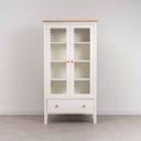 Ver imagem 2 de Cristaleira 2 Portas 1 Gaveta Madeira Maciça Vanilla Yescasa Branco/Amêndoa