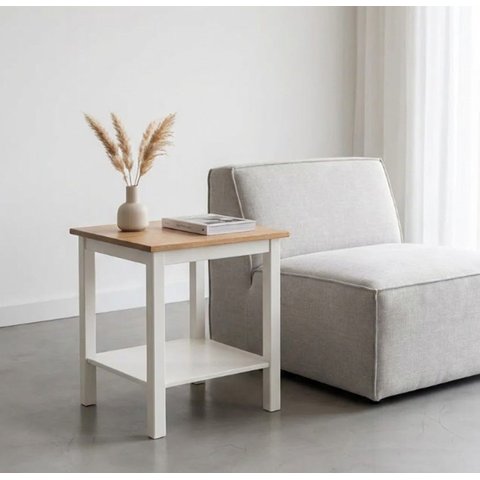 Mesa Lateral em Madeira Maciça Yescasa Branco