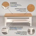 Ver imagem 3 de Mesa de Centro Retangular em Madeira Maciça Pinus Vanilla Amêndoa/Branco Yescasa