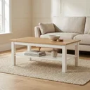 Ver imagem 1 de Mesa de Centro Retangular em Madeira Maciça Pinus Vanilla Amêndoa/Branco Yescasa