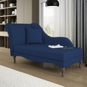 Ver imagem 1 de Divã Recamier Chaise Longue Valentina Clássico com Pés de Madeira Veludo Azul Marinho - Desk Design