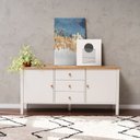 Ver imagem 1 de Buffet 2 Portas 3 Gavetas Madeira Maciça Vanilla Yescasa Branco/Amêndoa