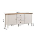 Ver imagem 2 de Buffet 2 Portas 3 Gavetas Madeira Maciça Vanilla Yescasa Branco/Amêndoa
