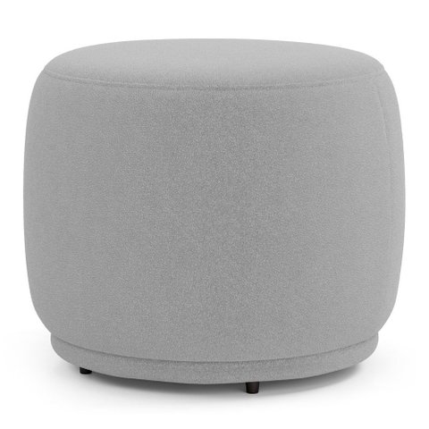 Puff Decorativo Orgânico Living Molly Redondo Bouclê Cinza Claro - Desk Design