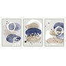 kit com 3 Quadros Decorativos Abstratos com Moldura e Vidro para Sala Quarto Escritório e Clínica 52 - 1