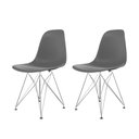 Ver imagem 1 de Kit 2 Cadeiras Decorativas Cinza Brazão Cromado Modelo Eiffel Sala Jantar Contemporânea